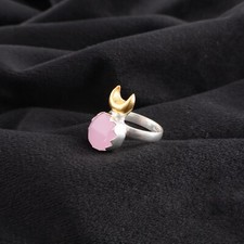Rose Chalcedony Gemstone 925 Sterling Silver Lovely Jewelry Ring Gift For Friend