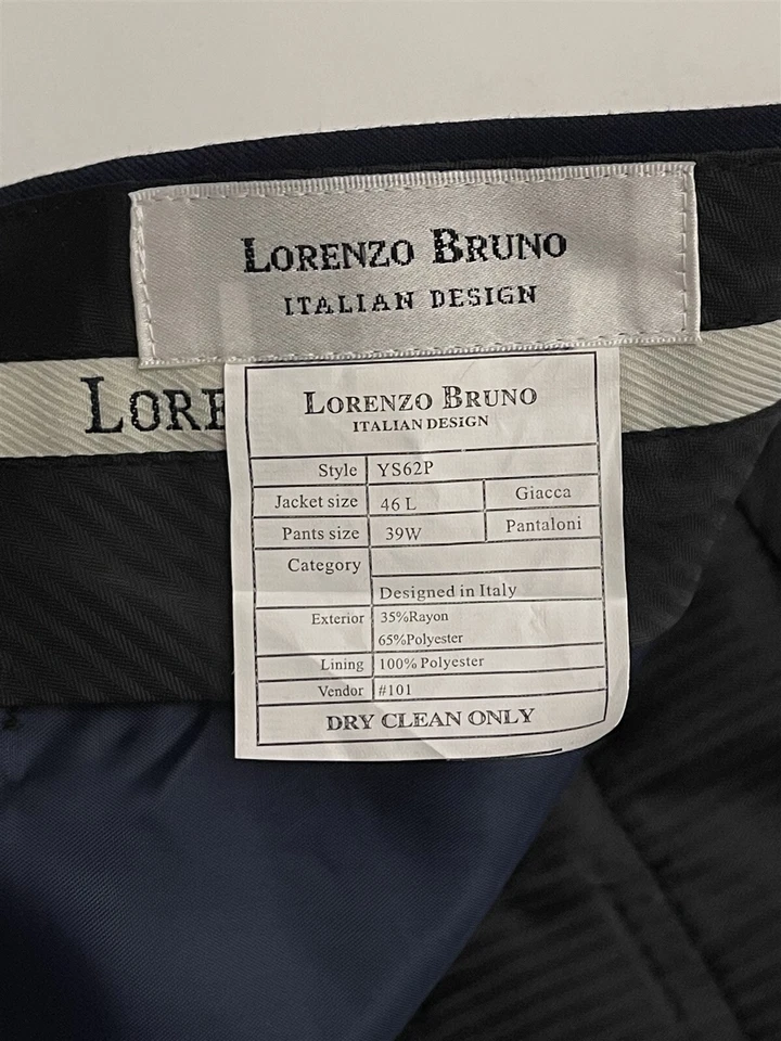 Pantalones de vestir informales Lorenzo Bruno 39 x 32 azul sarga frente plano nuevos con etiquetas Foto 4 de 4