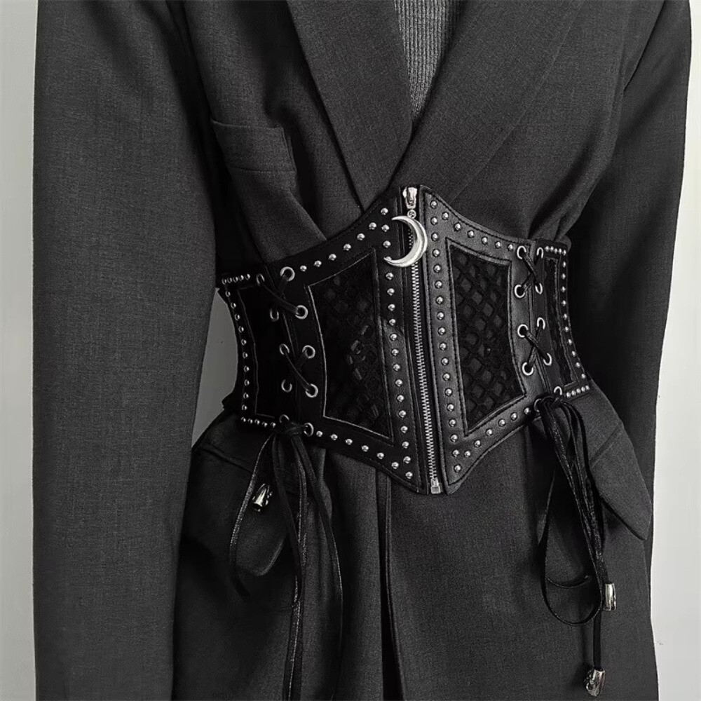 Women Gothic Punk Waistband Corset Belt Obi Lace Up Elastic  display picture 2