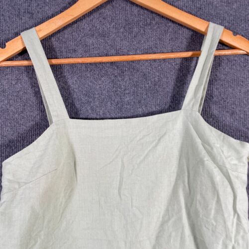 Nude Lucy Top Womens Small Green Crop Blouse Linen Coastal Cocktail Flowy 4C - Picture 2 of 13