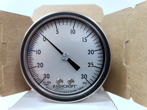 ASHCROFT 25-1009-SW-01B-30IMV & 30# INDUSTRIAL DURALIFE GAUGE 2-1/2" 0-30 PSI - Picture 3 of 4