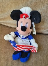 Disney Store Minnie Mouse Bean Bag Plush Betsy Ross 8" Red White Blue Flag