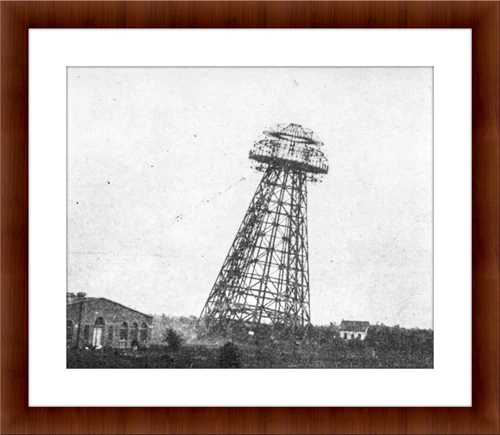 Nikola Tesla Wardenclyffe Tower with Glowing Red Hot Primary Coil Photo Wall Art