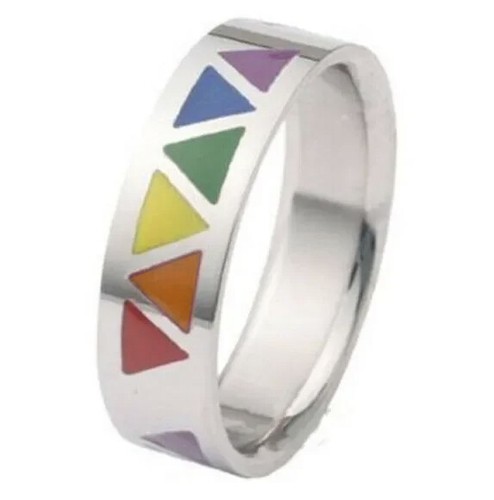 Pride Shack - Mars / Male Black Steel Wave Ring - Mens Gay Pride - Foto 6