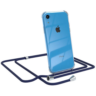 Für Apple iPhone XR Hülle mit Kette Band Seil Handy Soft Case zum Umhängen Blau