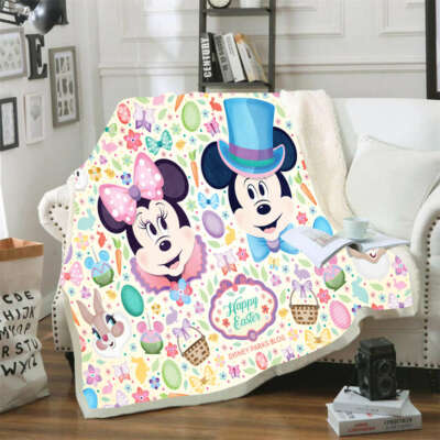 Beautiful And Happy Mickey 3D Warm Plush Fleece Blanket Picnic Sofa Couch