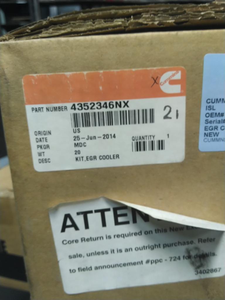 Cummins Exhaust Gas Recirculation EGR Cooler Kit 4352346NX 5318560  