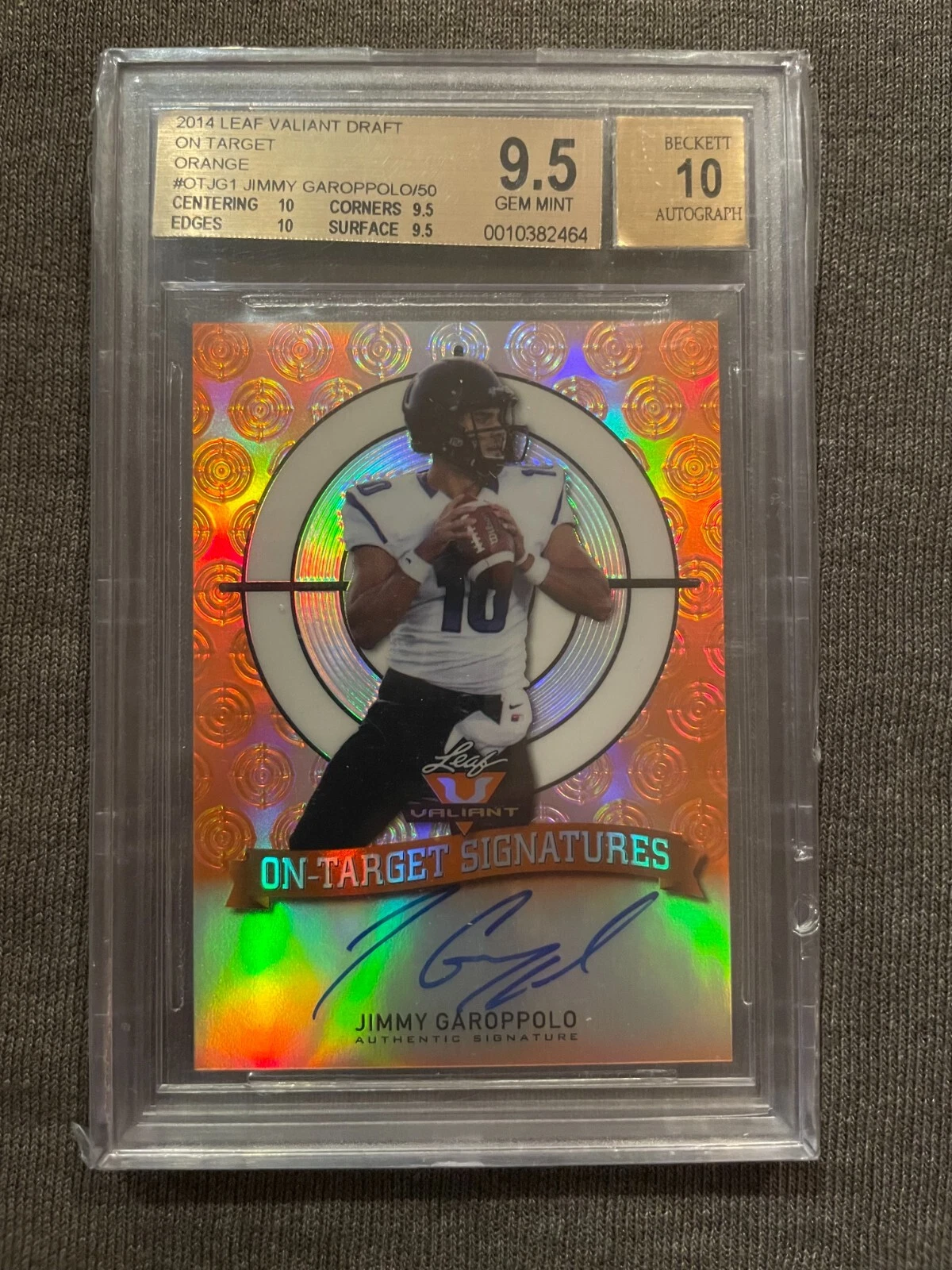 Jimmy Garoppolo Leaf Valiant on-Target Signatures #OTJG1 Orange