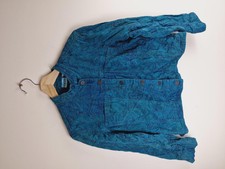 Vintage Chicos Cotton Boho Cropped Bomber Jacket Turquoise S