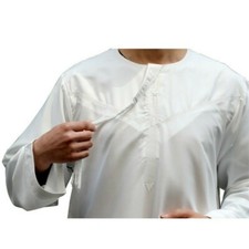 Herren Weiß Arabische Robe Islamisches Kleidung Kaftan Dishdasha Langärmelig