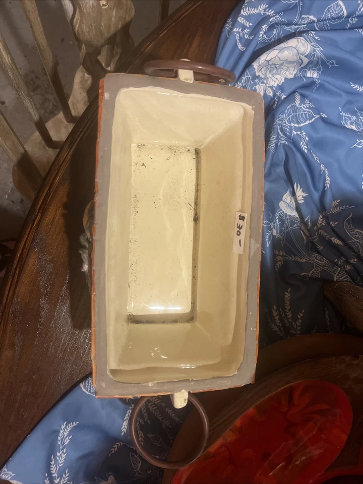 Concrete vessel planter pot w/ Metal Handles See Pics for succulents or plants - Image 2 of 4