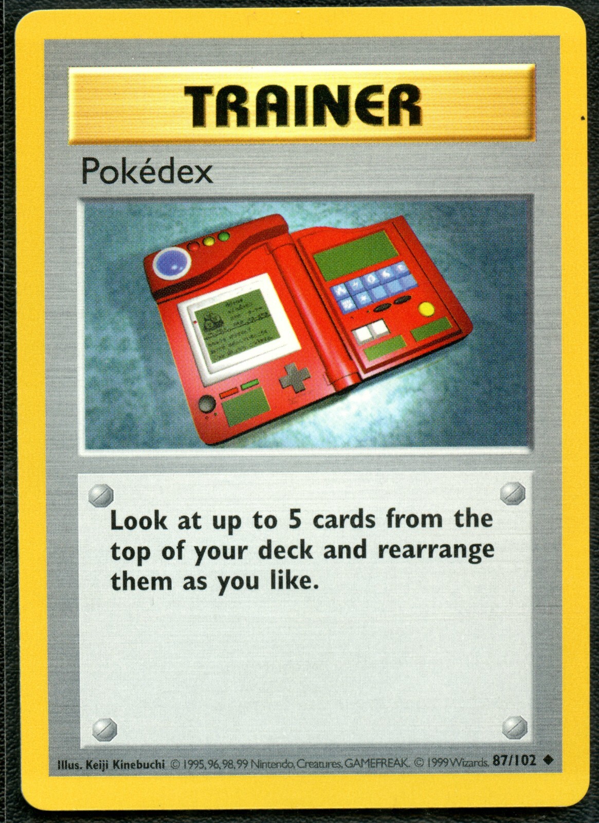 1999 NM/M WOTC 87/102 SHADOWLESS POKEDEX UNCOMMON TRAINER POKEMON CARD