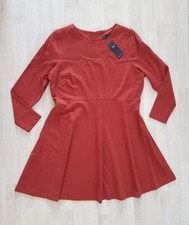 MARKS AND SPENCER size 20 regular SKATER DRESS long sleeve M&S work BURNT ORANGE
