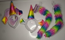 Unicorn Rainbow Horn Headband And Rainbow Tail Set 2 