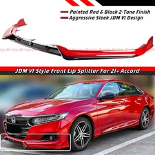 FOR 2021-22 HONDA ACCORD V1 JDM 3PC SAN MARINO RED FRONT BUMPER LIP SPLITTER KIT