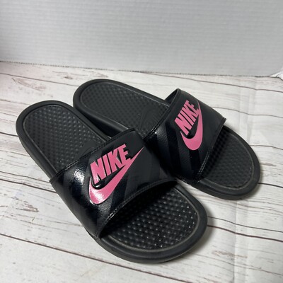 Nike Women's Slide Sandals - Women's Black/Vivid Pink 343881 Size 9