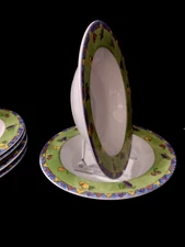 *NEW (2) pcs SANGO SANGRIA 3075 KIWI (2) 8.5" Rimmed Soup Bowls Fruit