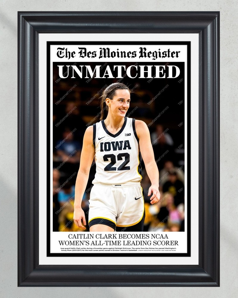 2024 Caitlin Clark 'UNMATCHED' All Time Scoring Record Women's Basketball Wall A