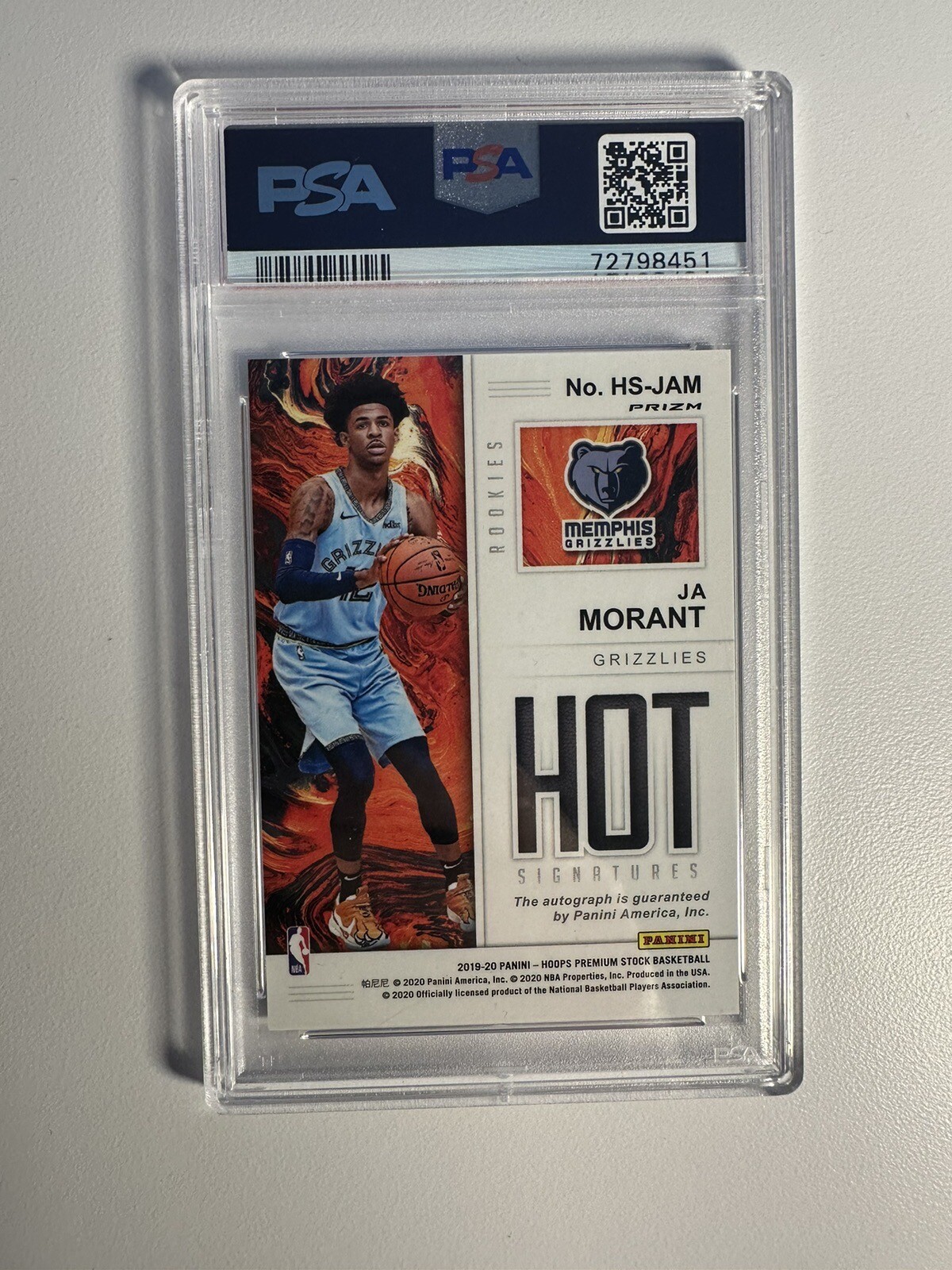 201920 NBA Hoops Premium Stock Ja Morant Hot Signatures On Card Auto