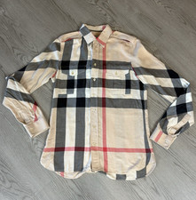 Burberry Classic Signature Nova Check Cotton Mens Button Down Long Sleeve Size S