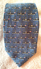 VINEYARD VINES BLUE W/ BOATS  AMERICAN FLAG TIE "EAGLE OCEAN" 3.75" W
