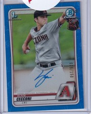 2020 Topps Bowman Draft Slade Cecconi Chrome Draft Auto Blue /150