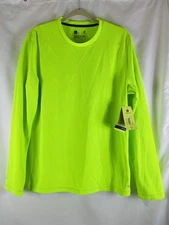 Xersion Shocking Lime Long Sleeve Training T Shirt Men's MED High Viz NWT