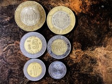 6 BIMETALIC MEXICAN COINS 2021 $20 $10 $5 $2 $1 $.5 500 AÑOS MEXICO TENOCHITLAN