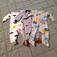Baby Boys Fleece Sleepers Bodysuits Lot 7pc Animal Print