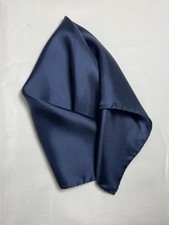 CLASSIC UNBRANDED men  s Silk Satin Pocket Square In Dark Blue 18"/18" EC