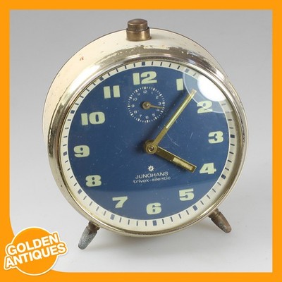 JUNGHANS TRIVOX-SILENTIC Germany blau mechanischer Aufziehwecker Schreibtisch Tischuhr