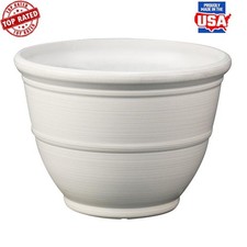 Recycled Resin Planter 14in Indoor Outdoor W/ Drainage Holes Weather Resistant