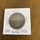 1902-P Circulated Barber Half Dollar 50c 90% Silver United States Coin