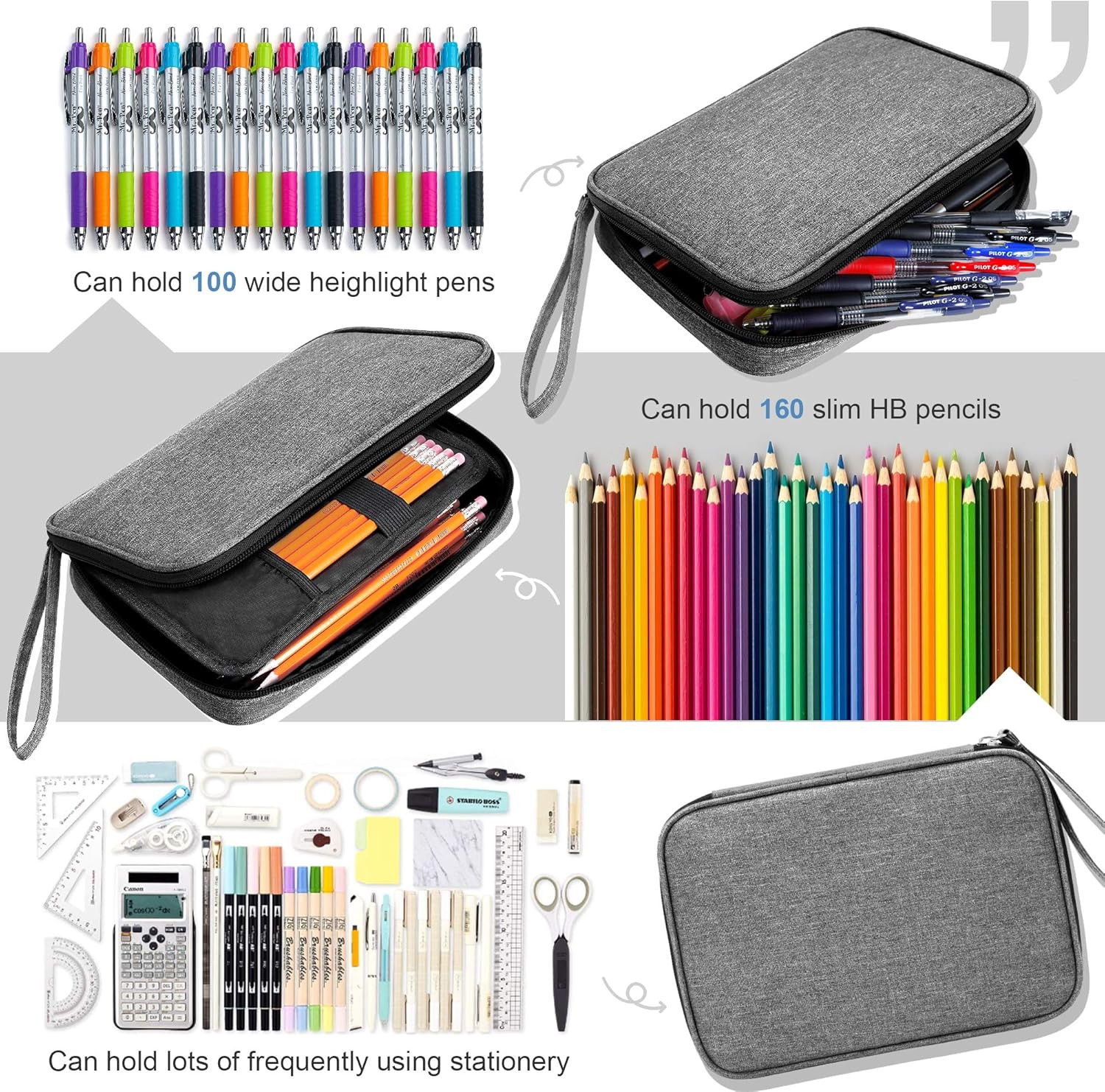 Big Capacity Storage Pouch Marker Pen Pencil Case Simple Stationery Bag Box Art 