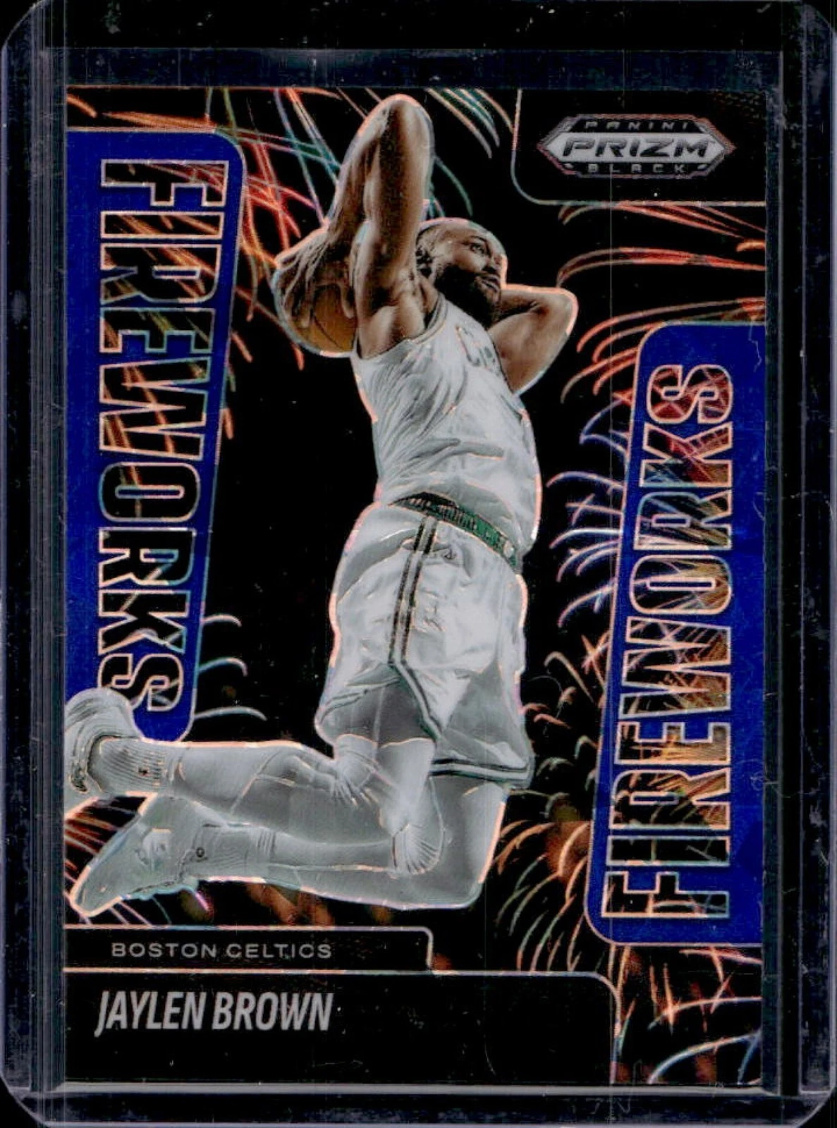2024-25 Prizm Black Jaylen Brown Fireworks Blue Ice Prizm /125