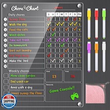 Acrylic Magnetic Chore Chart for Kids,Chores Chart for Fridge Refrigerator,Dr