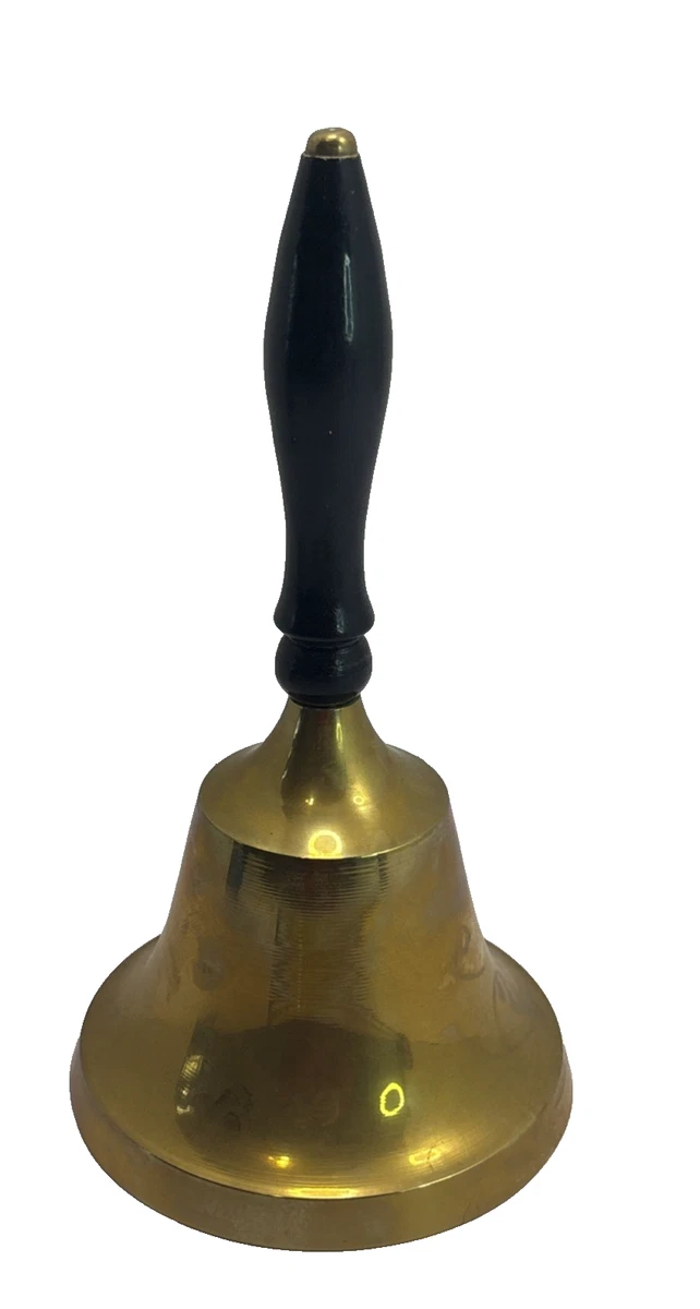 Grosse Cloche En Laiton Massif Avec Manche En Bois - Son Agréable, Neuf, Collection