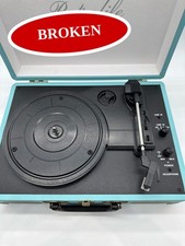  BROKEN Retrolife 3-Speed Bluetooth Suitcase Record Player Vinyl Turntable Blue