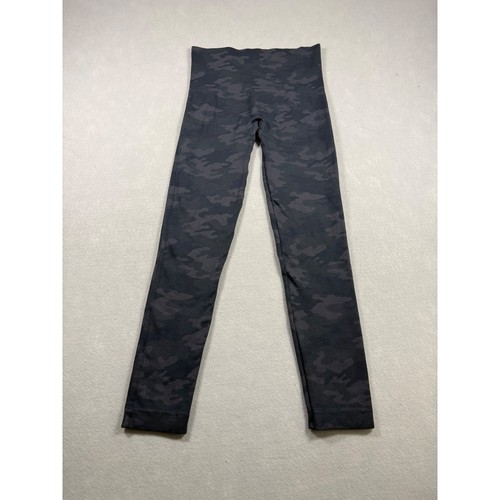 Spanx Look at Me Now Seamless Camo Leggings Black Charcoal Grey M Medium
