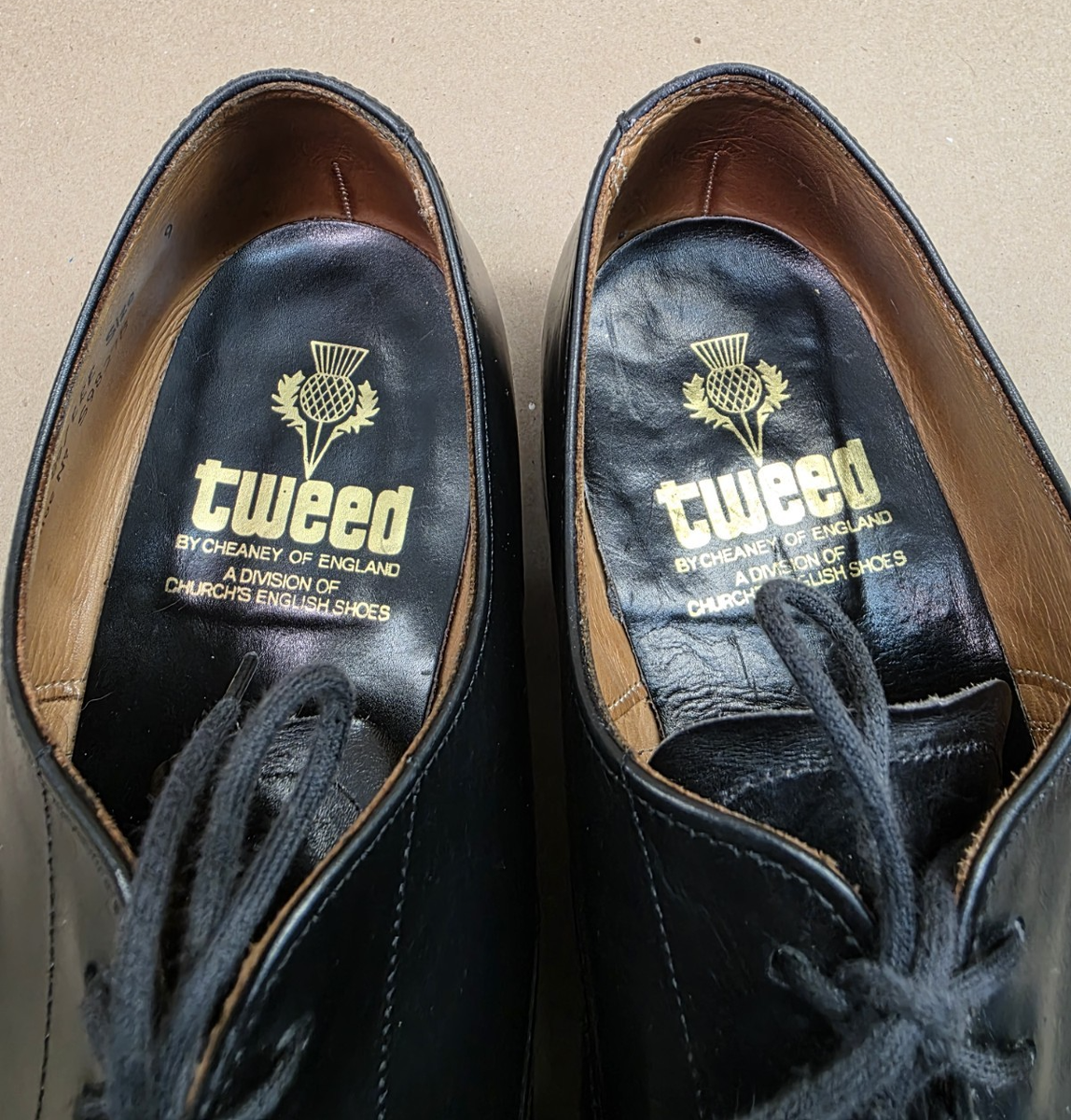 Church's Sz 9 EEE UK) 89 Last Royal Tweed by Cheaney Black leather