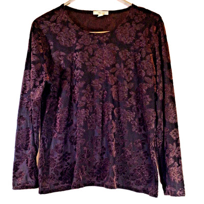 Basic Equipment women velvet burnout top size XL floral goth whimsigoth y2k