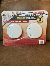 NIB First Alert Photoelectric Smoke & Fire Alarms Sensor 2 Pack White P1210CP2