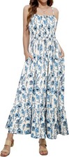 Women's Sleeveless Pleated Ruffle Floral Dress
