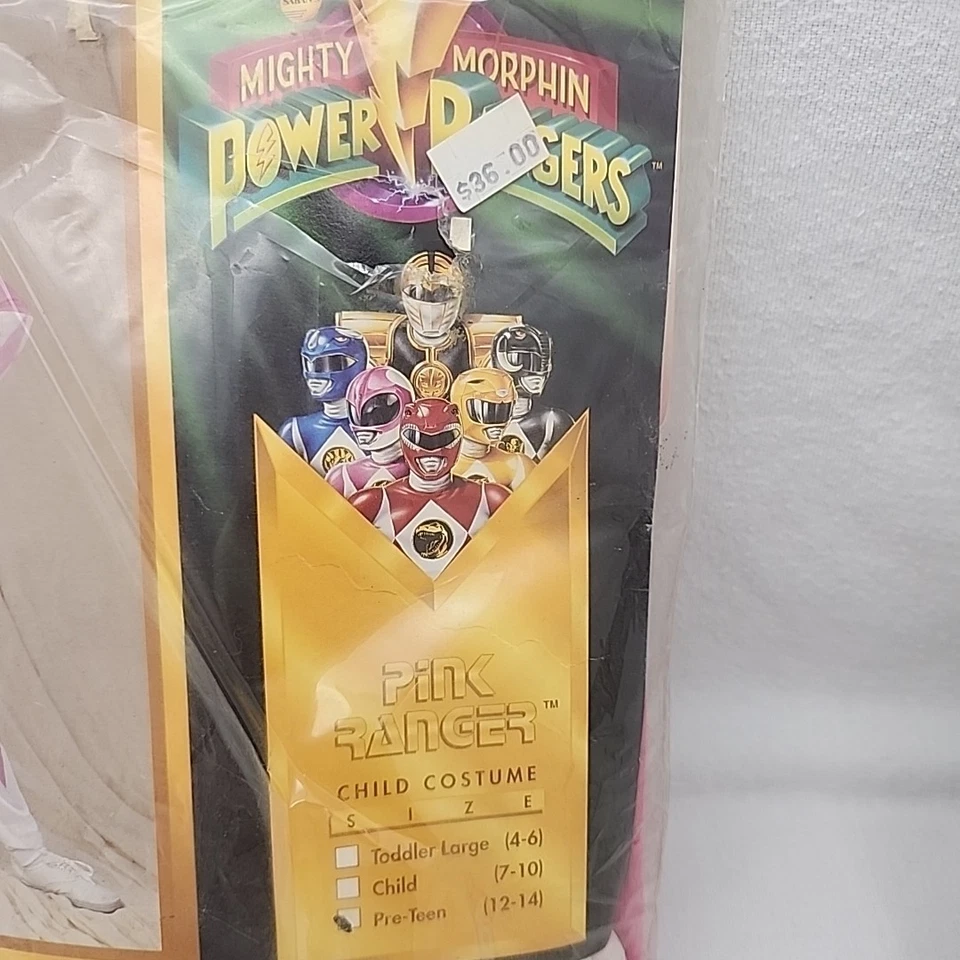 Disfraz Power Ranger Pink Kid 12-14 Disguise Inc 1995 NUEVO Máscara Envejecida De Colección  Foto 3 de 4
