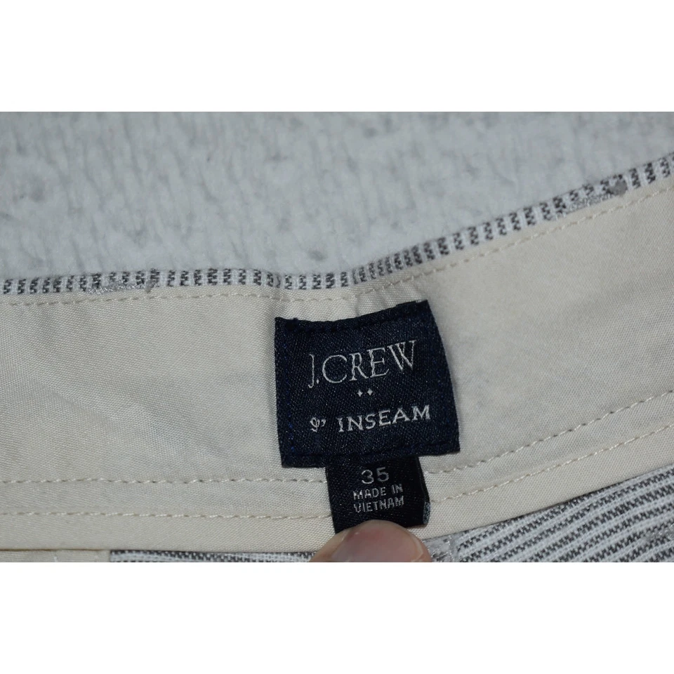 Pantalones Cortos de Golf J Crew Para Hombre Talla 35 Gris Rayas 9" Entrepierna Lino Mezcla de Algodón  Foto 3 de 4