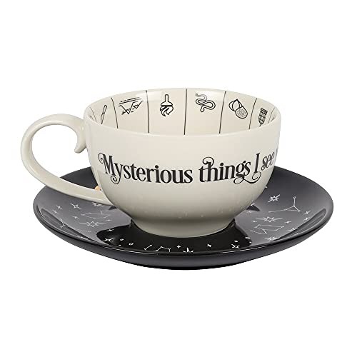 Elegant Black & White Glass Fortune Telling Ceramic Teacup - 7.5cm x 18.5cm (1 