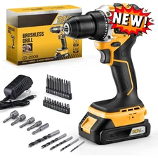 Taladro Inalámbrico Sin Escobillas de 20 V, Diseño Compacto, Kit de Taladro Reca