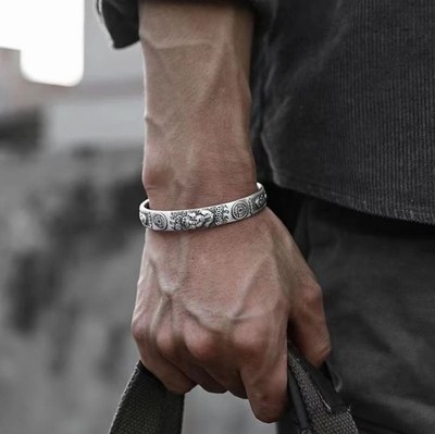 Armspange Herren Unisex Sterling Silber 925 Armband Armreif Dehnbar Flexibel