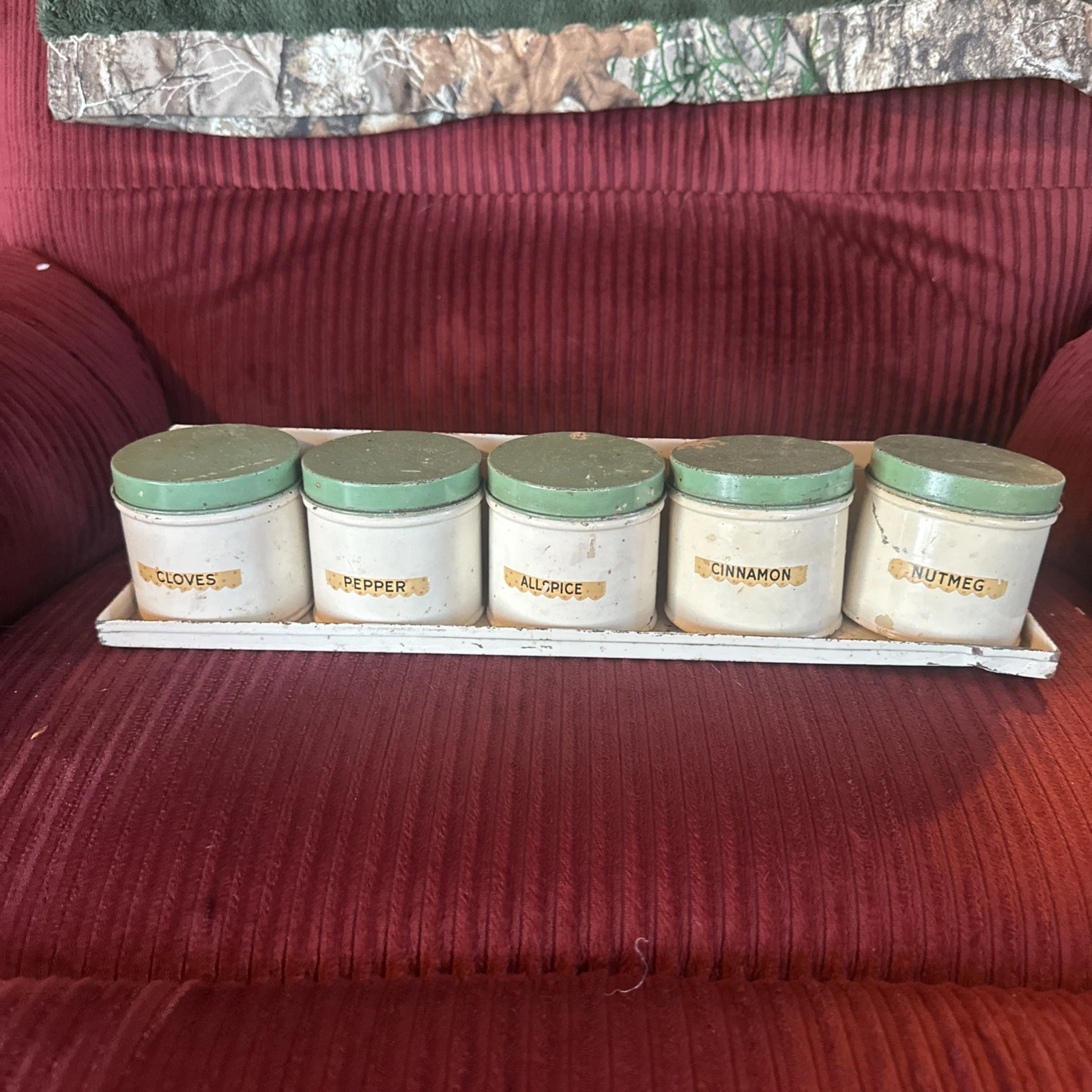 Vintage metal Cream Color Set Of 5 Spice Holders