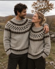 100 Wool Sweater Handmade Unisex Women s Sz M / Men s Sz S Fair Isle Nordic